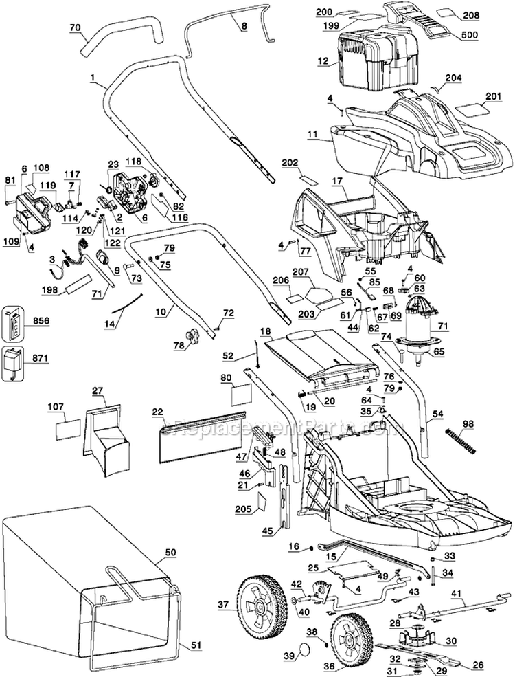 Page A Diagram and Parts List for CM1936 Type 1 Black and Decker Lawn Mower
